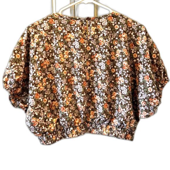 MVN The Label Cropped Floral Elastic Short Sleeve Top - Size US 8 - NWT - Picture 3 of 5